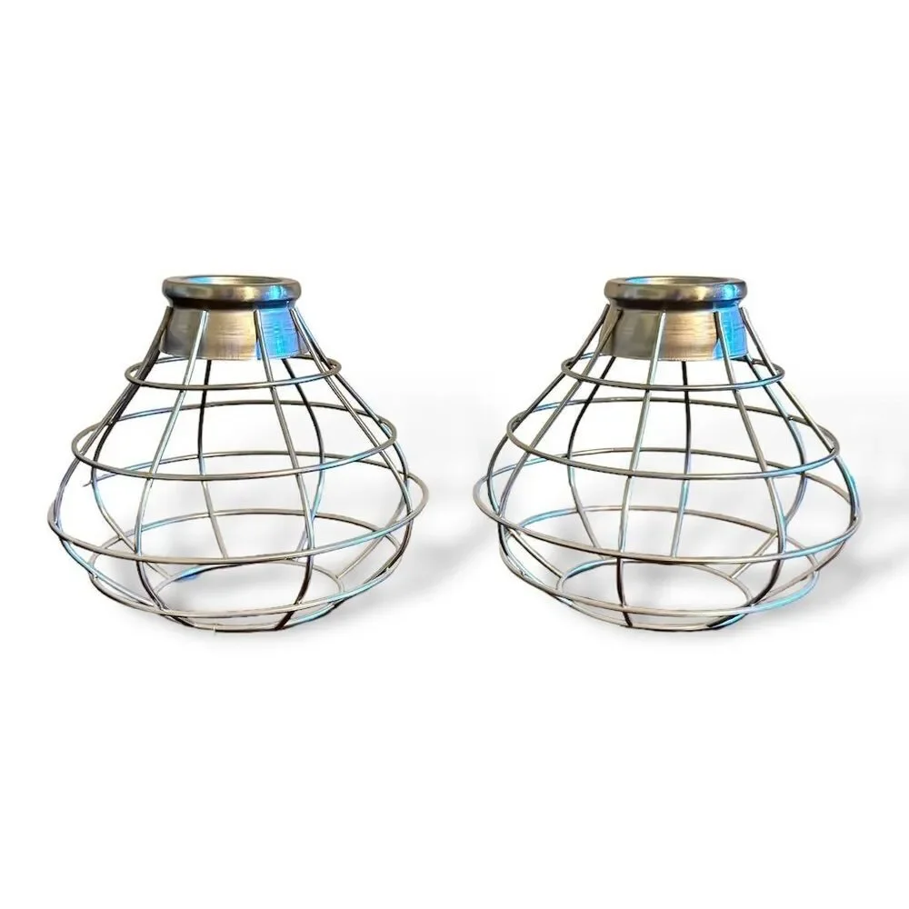 Style Selections Ravensport Silver Cage Pendant Light‎ Shade Industrial Set of 2